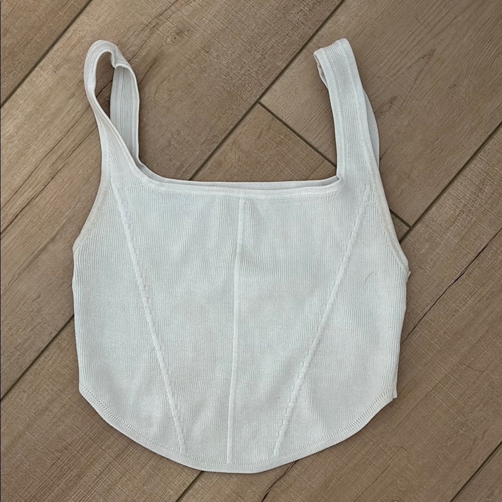 Cotton On Cream Fitted Bustier Tank Top